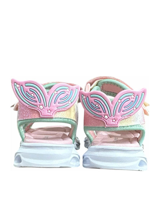 Kids' Sandals with Hoop & Loop Closure and Lights Pink