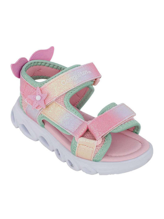 Kids' Sandals with Hoop & Loop Closure and Lights Pink
