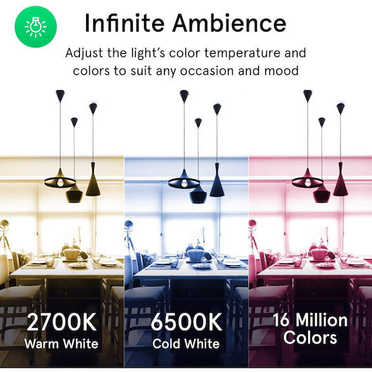 Nous Becuri Inteligente LED 4.5W pentru Dulie E14 RGB 380lm 2 Bucăți