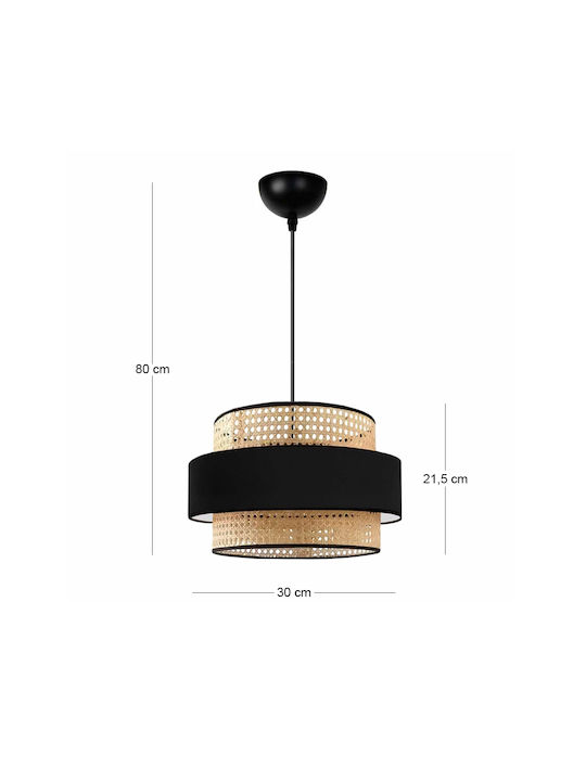 Megapap Orvia Pendant Ceiling Light Black with E27 Socket 30x30x70cm