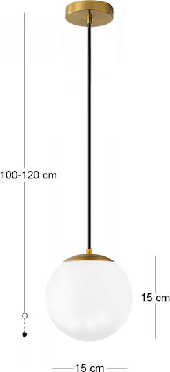 Megapap Lumi Deckenleuchte Gold mit Lampenbirnensockel E27 15x15x120cm