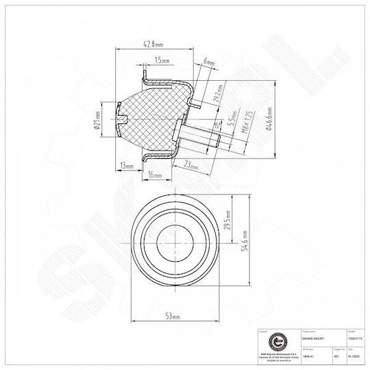 Στήριγμα Κινητήρα Peugeot 206 206+ Πίσω Δεξιά 1844a1