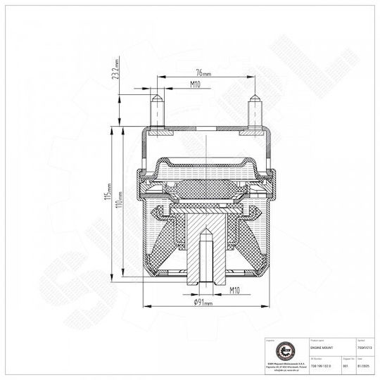 Στήριγμα Κινητήρα Volkswagen Transporter T4 Δεξιά 7d0199132d