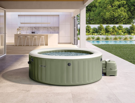 Intex Скръгъл Басейн PVC 795л Надуваем с Хидромасаж 196x71см Olive Green