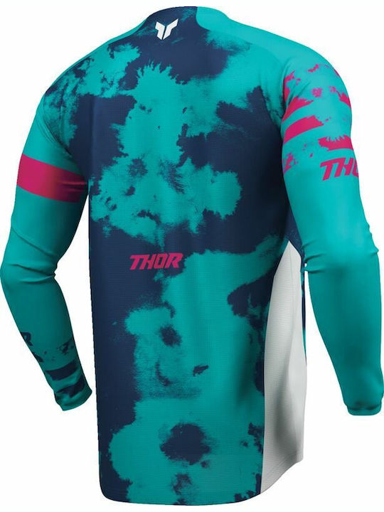 Thor Bleach Racewear Launchmode Men's Motocross Long-Sleeved Jersey Blue Color