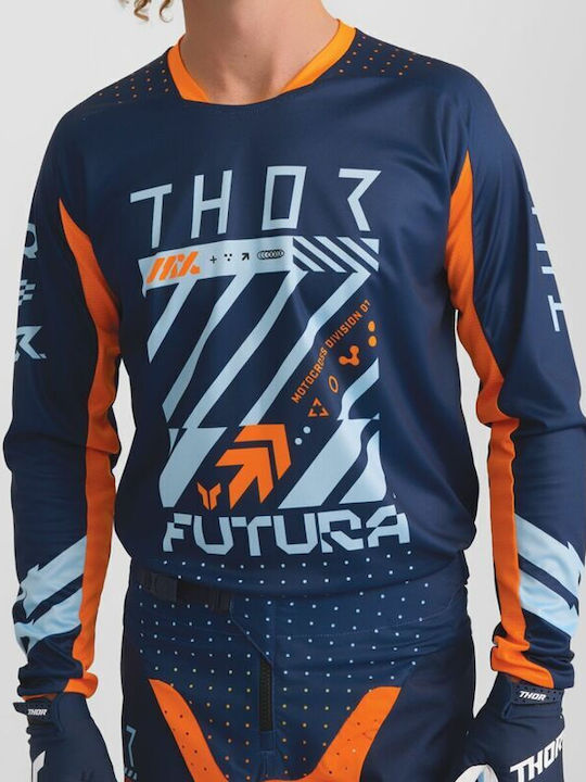 Thor Futura Racewear Launchmode Men's Motocross Long-Sleeved Jersey Blue Color
