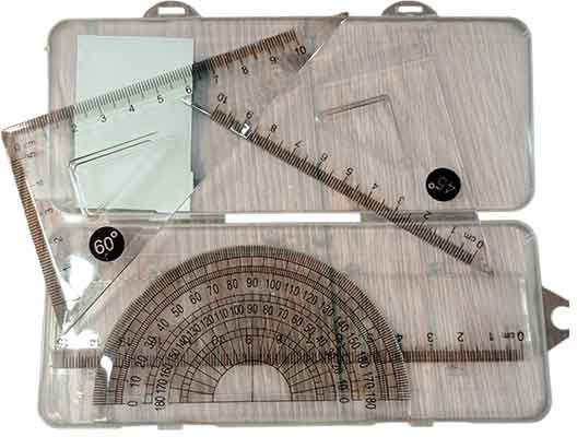 Groovy Set Of Geometric Tools 4 Pieces 15 Cm Case