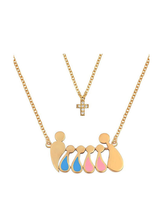 VTJ Double Necklace Made of Pink Gold Plated Silver