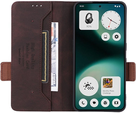 Handyhülle Nothing 3a Lite 5g Oem Flip Brieftasche Synthetisches Leder Pu Tpu Braune Wallet Stand