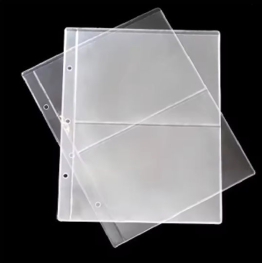 Set 10 Foițe Pentru Legătorie Pentru Bancnote 2 Buzunare 18 X 12 Cm Transparente 3 Găuri 5.5x7x7x5.5 Cm Er D L