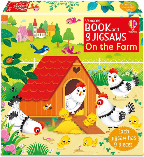 Puzzle Set And Book Book And 3 Jigsaws On The Farm
