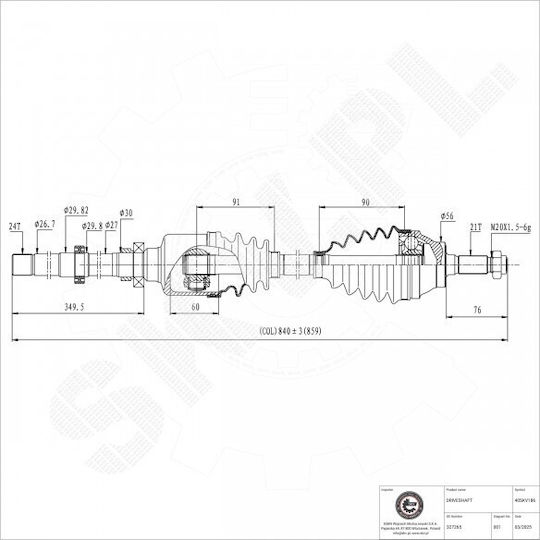 Drive Half Axle Citroen C15 Visa Peugeot 205 Front Right 327265