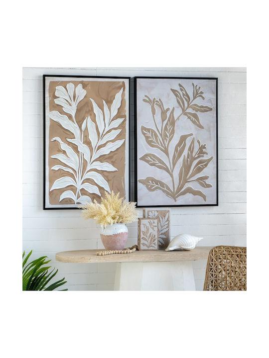 Artekko Canvasia Μπεζ Πίνακες Καμβά Μαύρη Κορνίζα 60x3.6x90 Cm 2pcs 60cm X 3.6cm X 90cm