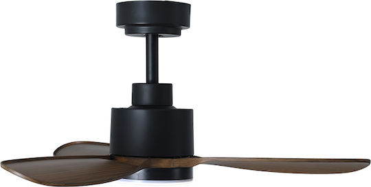 Life Solano Ceiling Fan 91cm with Light Wood-Black