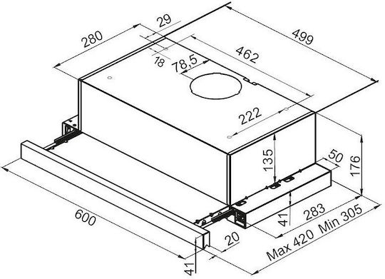 Tesy Einziehbare Abzugshaube Recycling 60cm Inox