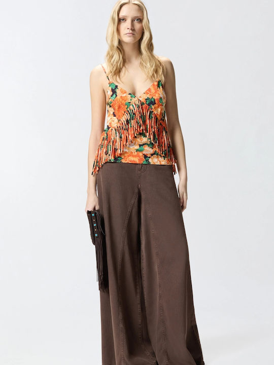 Women's Sleeveless Floral Multicolour Blouse