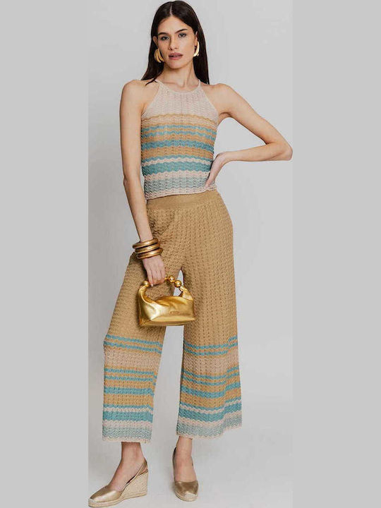 Damen Crop Top Ärmellos Türkis