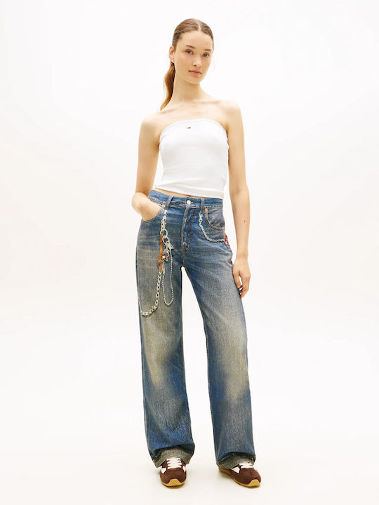 Tommy Hilfiger Tjw Дамски Crop Топ Памучен Екрю Tommy Hilfiger Tjw Дамски Crop Топ Памучен Екрю