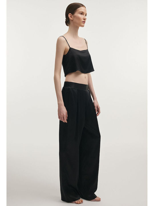 Γυναικείο Crop Top με Τιράντες Μαύρο