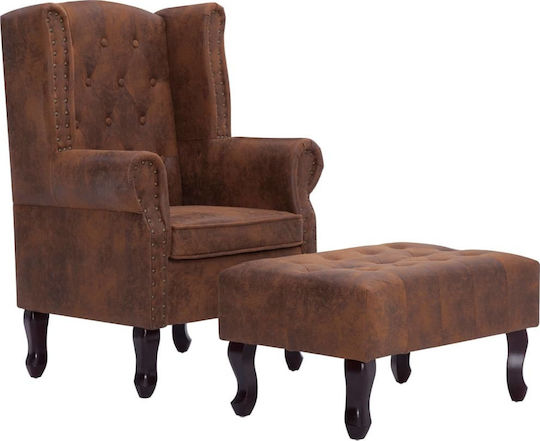 Μπερζέρα με Υποπόδιο 78x67x108cm Καφέ Μπερζέρα με Υποπόδιο 78x67x108cm Καφέ
