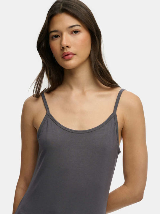 Sommer Maxi Slip Dress mit Tränen Grau