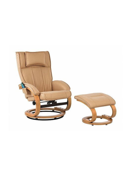 Berwyn 2736 Relax Massage Swivel Armchair with Footstool Brown 39x50x42cm