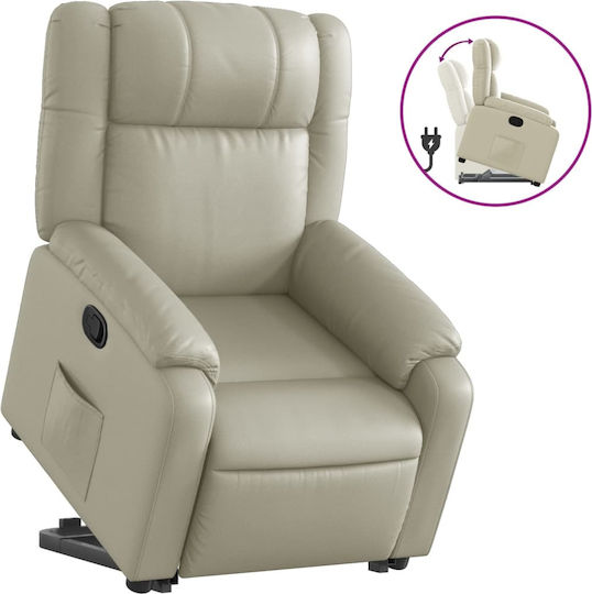 Πολυθρόνα Relax με Υποπόδιο από Δερματίνη Κρεμ 77x95x99cm
