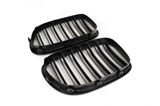 Bmw 7 F01 Radiator Mask Set Left or Right Double Stripe Matte Black 51137203197