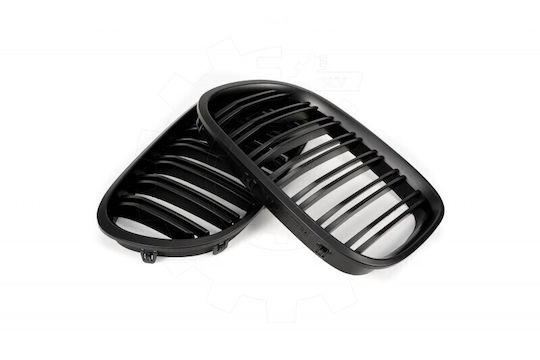 Bmw 7 F01 Radiator Mask Set Left or Right Double Stripe Matte Black 51137203197