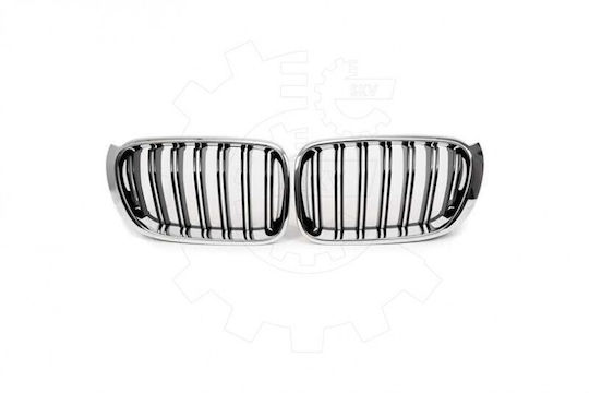 BMW X3 F25 Facelift Set Linke Oder Rechte Doppelstreifen Schwarzes Chrom Kühlergrillmaske