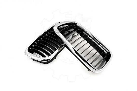 Μάσκα Ψυγείου Bmw 7 E38 Σετ Αριστερή Ή Δεξιά Μονή Λωρίδα Μαύρο Χρώμιο 51138125811