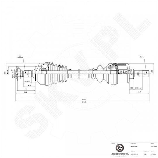 Halbachse Citroen Berlingo C4 Peugeot 307 Partner Vorne Linke 9812781180