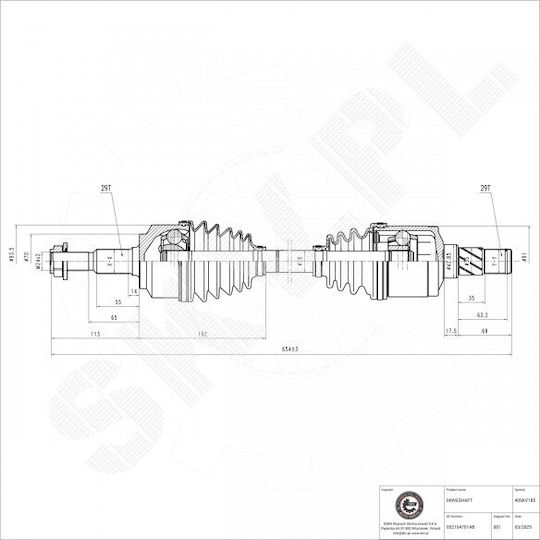 Ημιαξόνιο Jeep Commander Grand Cherokee Iii Εμπρός Αριστερό 052104701ab