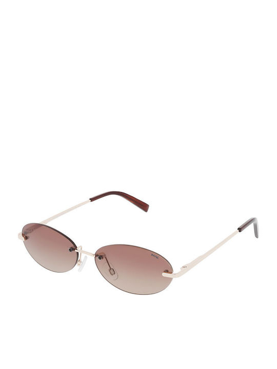 Invu Unisex Sunglasses With Gold Metallic Frame And Gold Polarized Lens