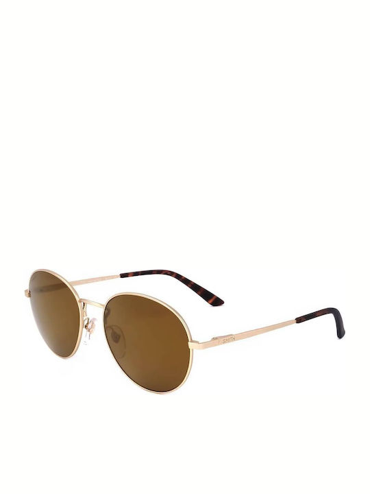Smith Prep Unisex Γυαλιά Ηλίου με Χρυσό Μεταλλικό Σκελετό και Καφέ Φακό