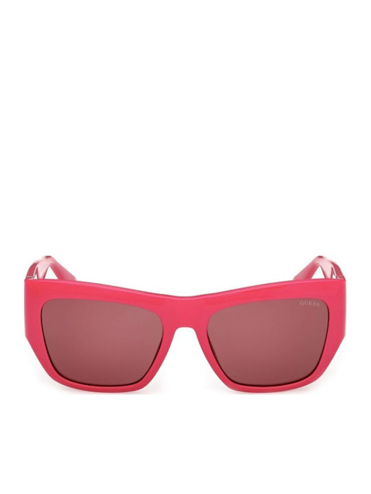 Guess Unisex Ochelari De Soare Cu Ramă Din Plastic Maro Tartarugă Și Lentile Roșii GU00252 72S