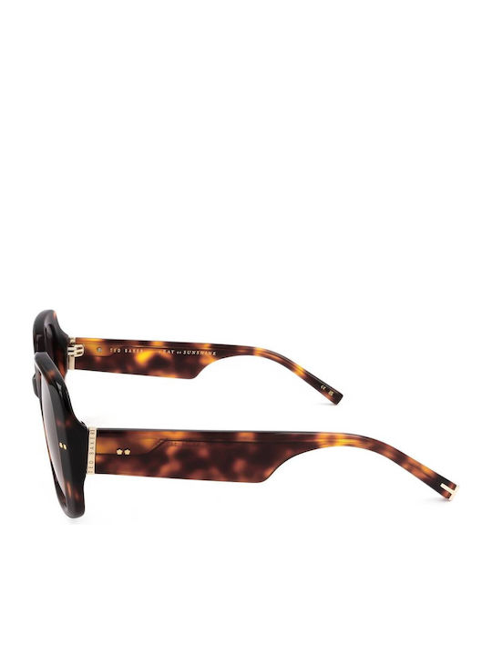 Ted Baker Women's Sunglasses with Brown Tartaruga Plastic Frame and Brown Gradient Lens