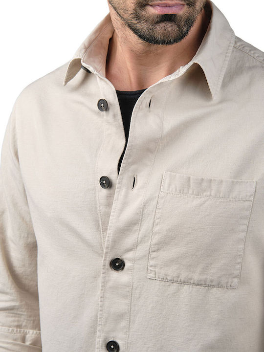 Μακρυμάνικo Overshirt Μπεζ