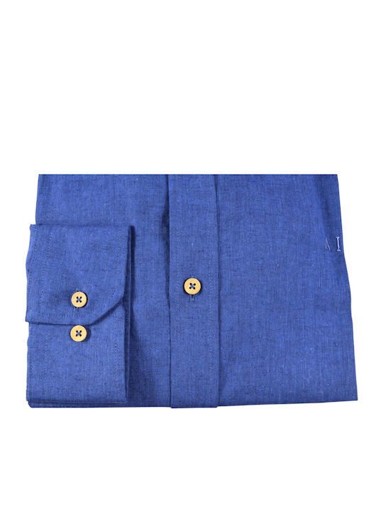 Short Sleeve Linen Shirt Blue