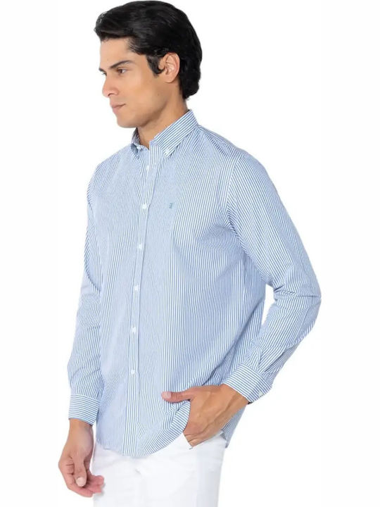 Acorn Long Sleeve Shirt in Regular Fit Striped Blue