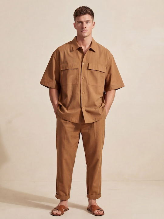 Μακρυμάνικo Overshirt Καφέ