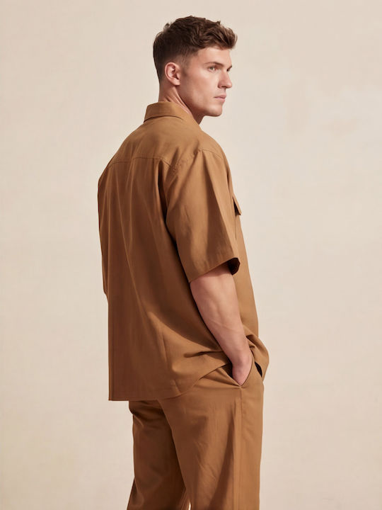 Μακρυμάνικo Overshirt Καφέ