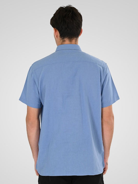 Short Sleeve Linen Shirt Light Blue