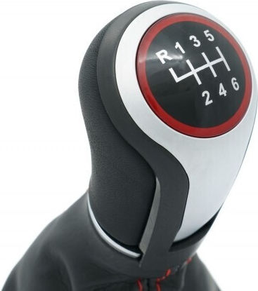 VW Caddy Eos Golf Jetta Touran 6B Black Cover Shift Knob with Red Ring Frame