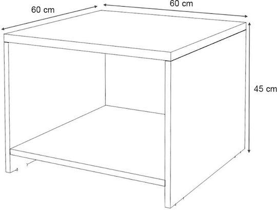 Rectangular Side Coffee Table Venturo Wooden Anthracite - Walnut W60xL60xH45cm