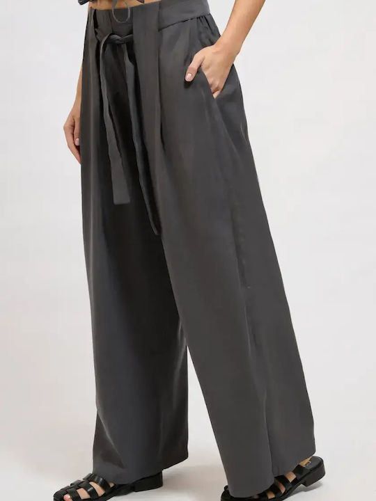 Women's Fabric Pants in Loose Fit Gray
