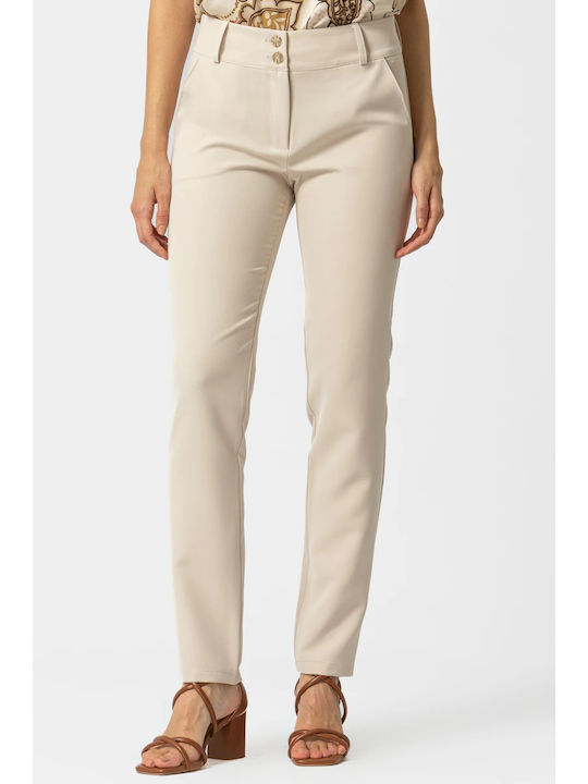 Pantaloni Dama Tesatura Crem
