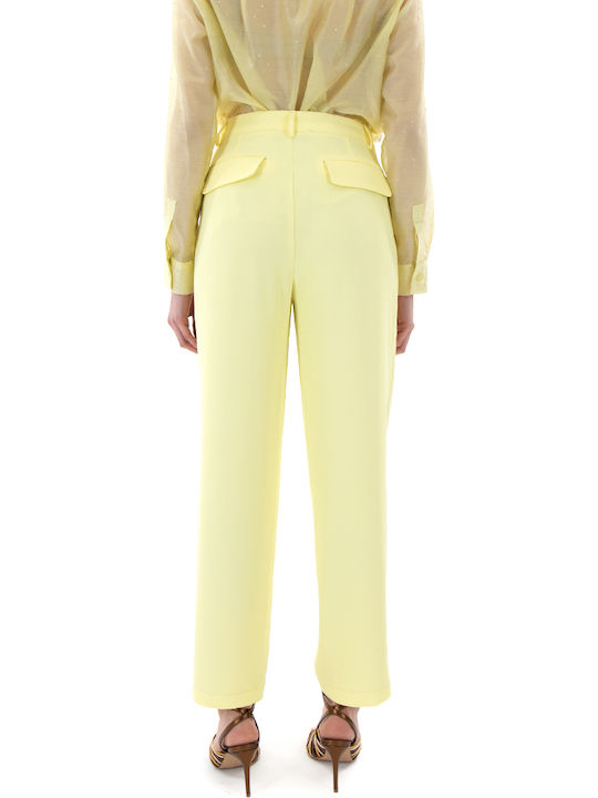 Twenty 29 Pants Women Twenty-29 Γυναικείο Ψηλόμεσο Υφασμάτινο Παντελόνι Κίτρινο