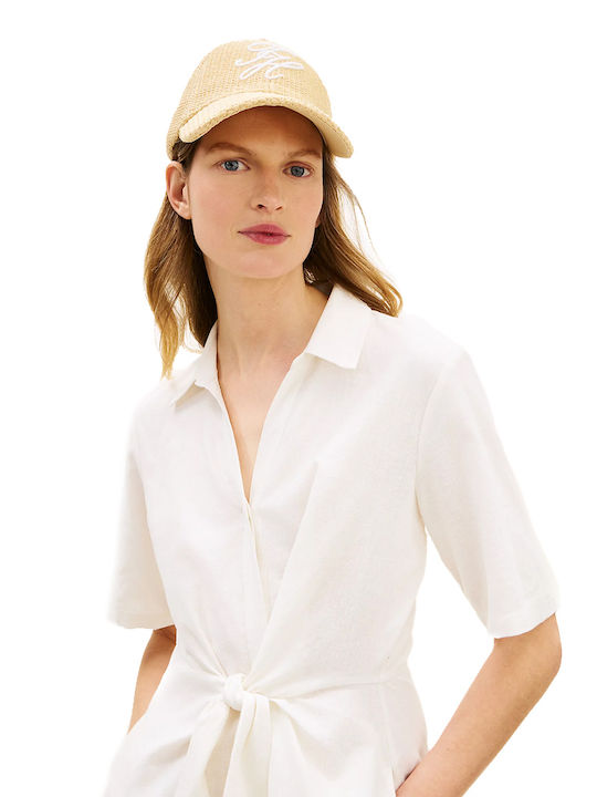 Tommy Hilfiger Raffia Script Cap Women Tommy Hilfiger Λευκο Μπεζ Aw0aw18349-0f4