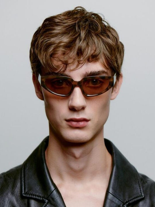 A.Kjaerbede Coquina Unisex Sunglasses with Horn-Rimmed Frame Coquina
